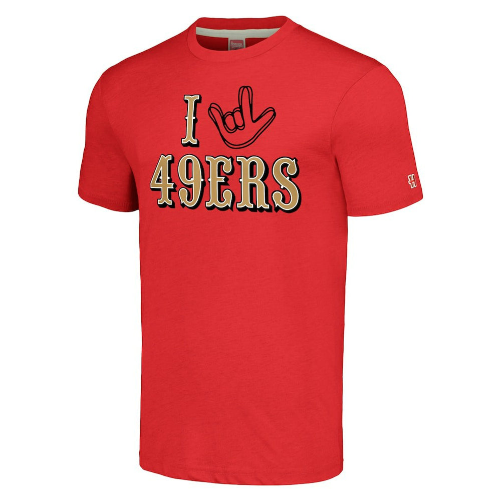 San Francisco 49ers Homage Unisex The NFL ASL Collection by Love Sign Tri-Blend T-Shirt Scarlet
