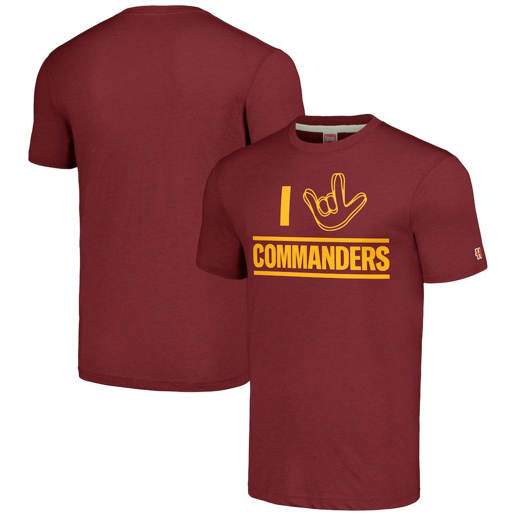 Washington Commanders Homage Unisex The NFL ASL Collection by Love Sign Tri-Blend T-Shirt Burgundy