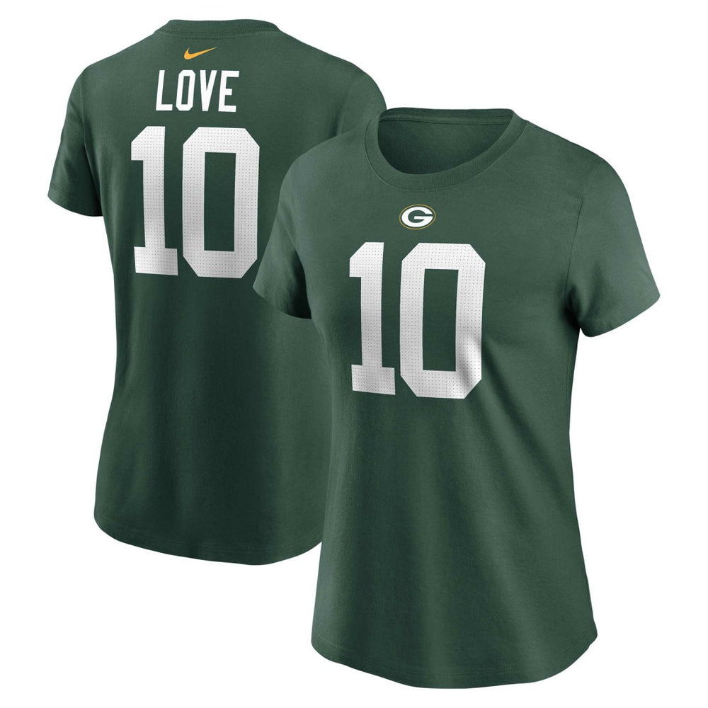 Jordan Love Green Bay Packers Women's Player Name & Number T-Shirt Green