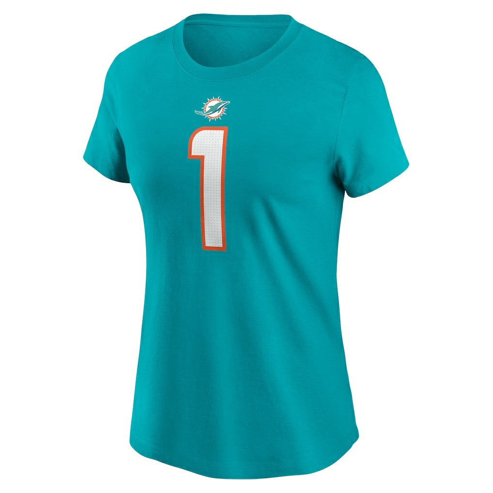 Tua Tagovailoa Miami Dolphins Women's Player Name & Number T-Shirt Aqua