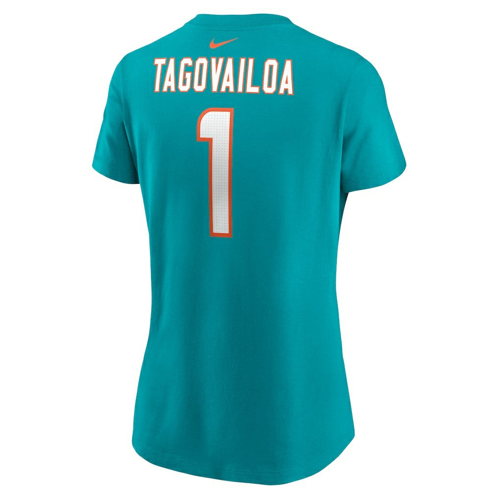 Tua Tagovailoa Miami Dolphins Women's Player Name & Number T-Shirt Aqua