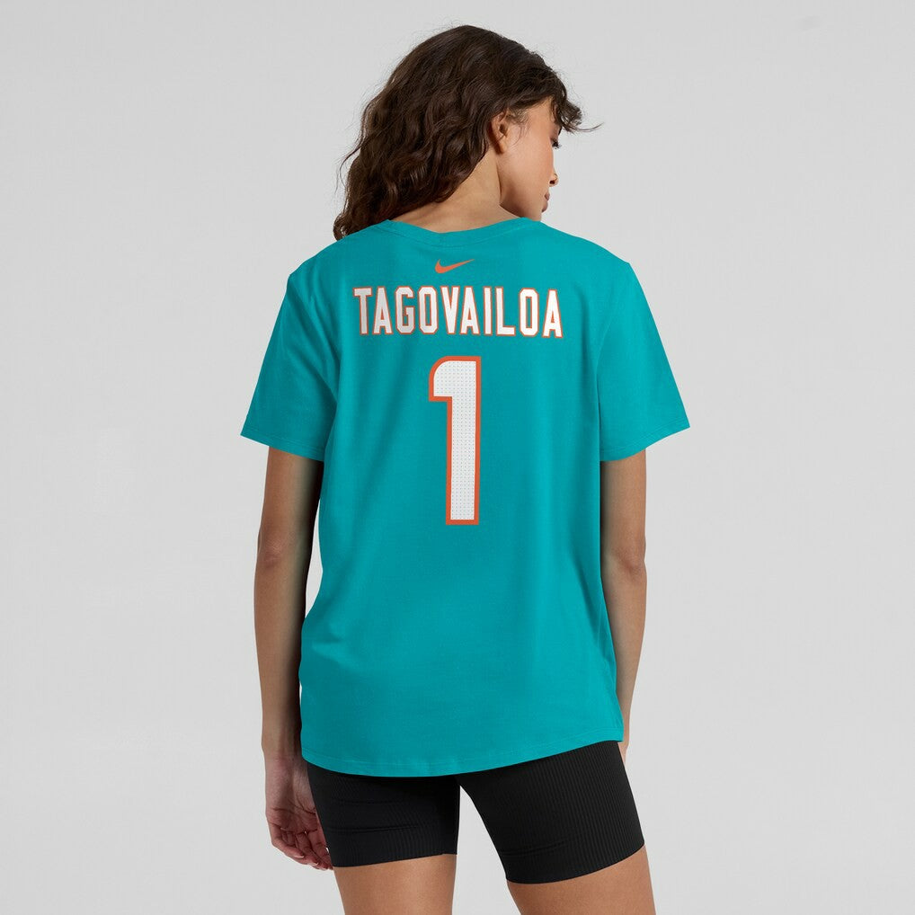 Tua Tagovailoa Miami Dolphins Women's Player Name & Number T-Shirt Aqua