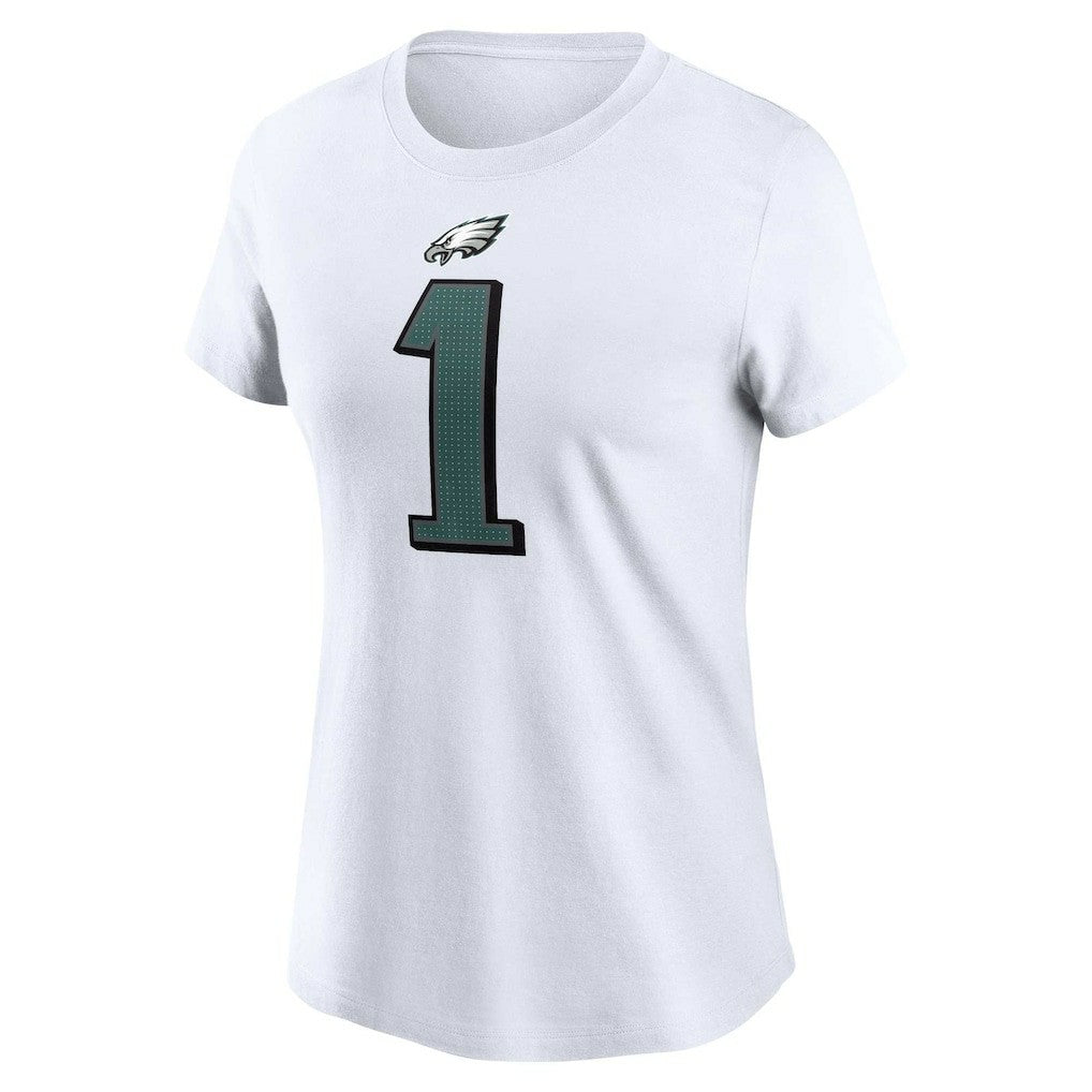 Jalen Hurts Philadelphia Eagles Women's Player Name & Number T-Shirt White