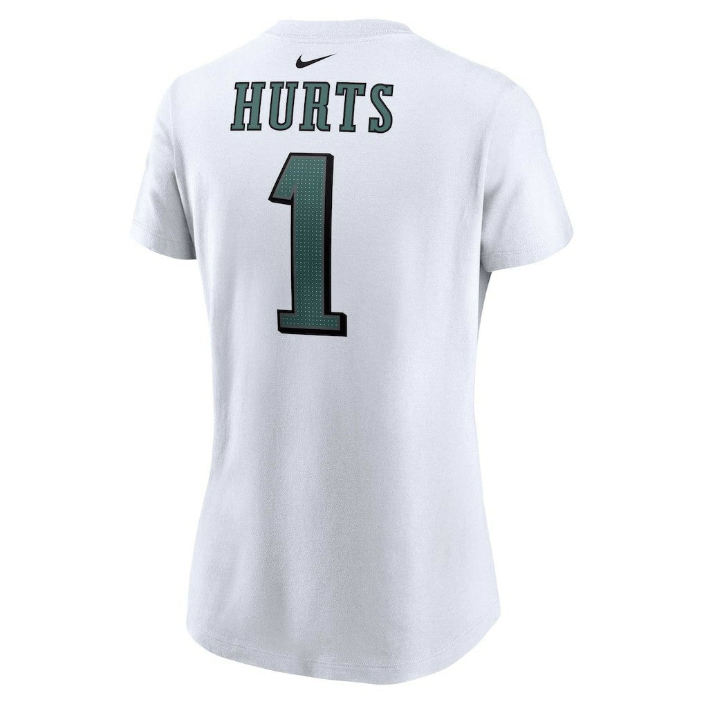 Jalen Hurts Philadelphia Eagles Women's Player Name & Number T-Shirt White