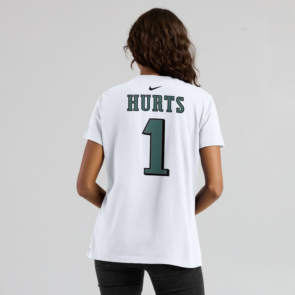 Jalen Hurts Philadelphia Eagles Women's Player Name & Number T-Shirt White