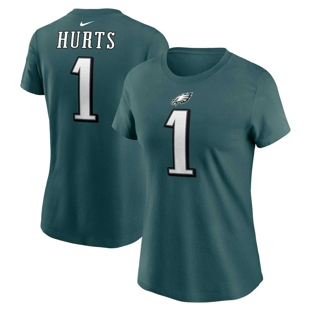 Jalen Hurts Philadelphia Eagles Women's Player Name & Number T-Shirt Midnight Green