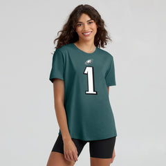 Jalen Hurts Philadelphia Eagles Women's Player Name & Number T-Shirt Midnight Green