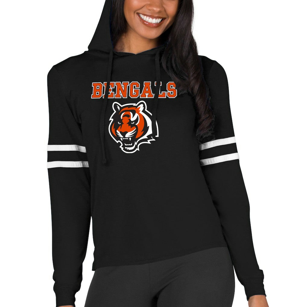 Cincinnati Bengals Concepts Sport Women's Marathon Lightweight Lounge Pullover Hoodie Black