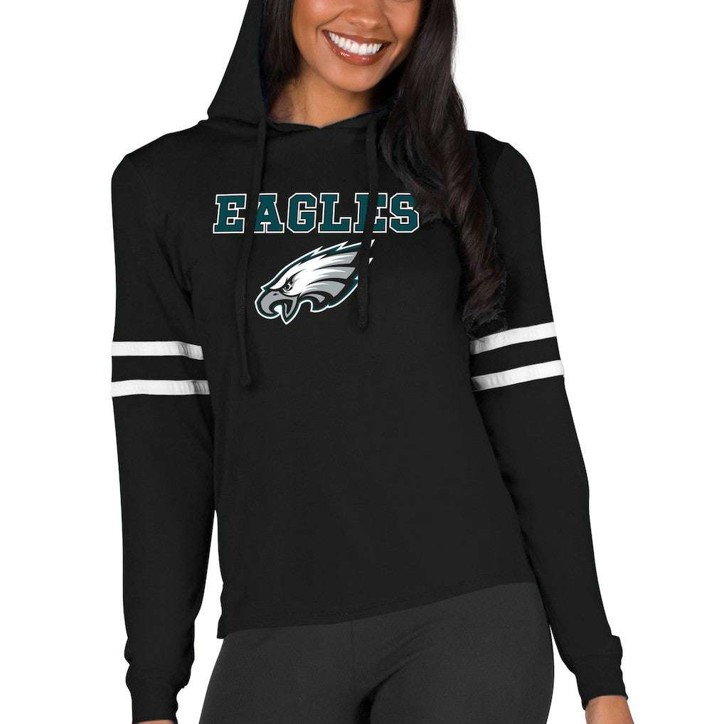 Philadelphia Eagles Concepts Sport Women's Marathon Lightweight Lounge Pullover Hoodie Black