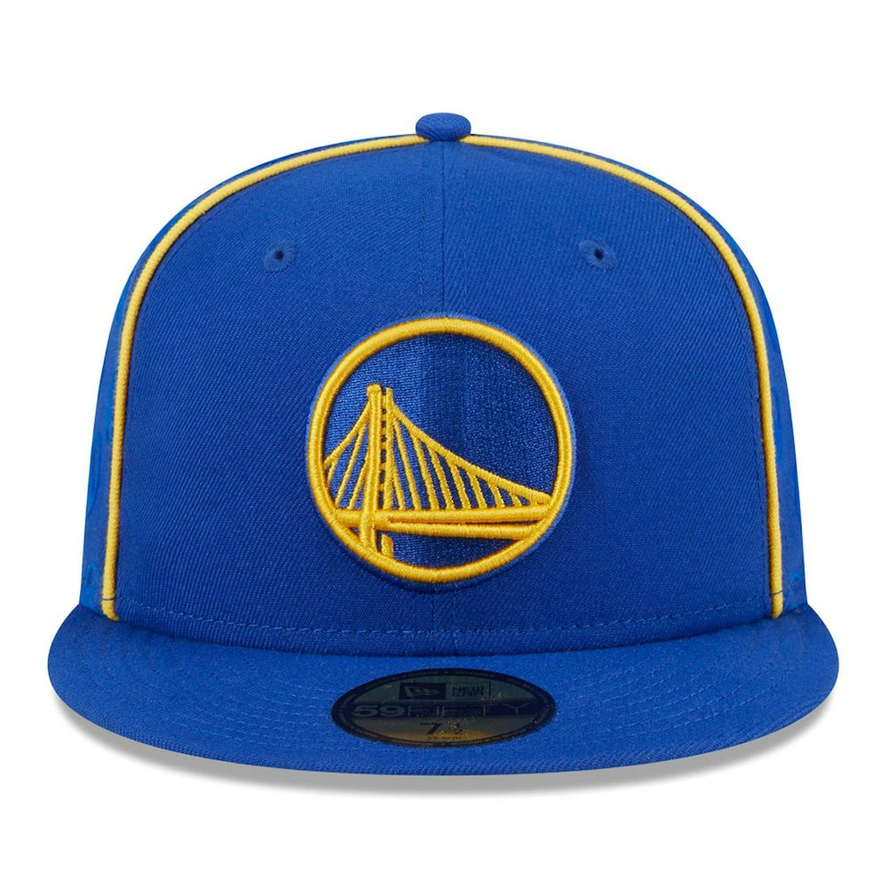 Golden State Warriors Piped & Flocked 59Fifty Fitted Hat Royal