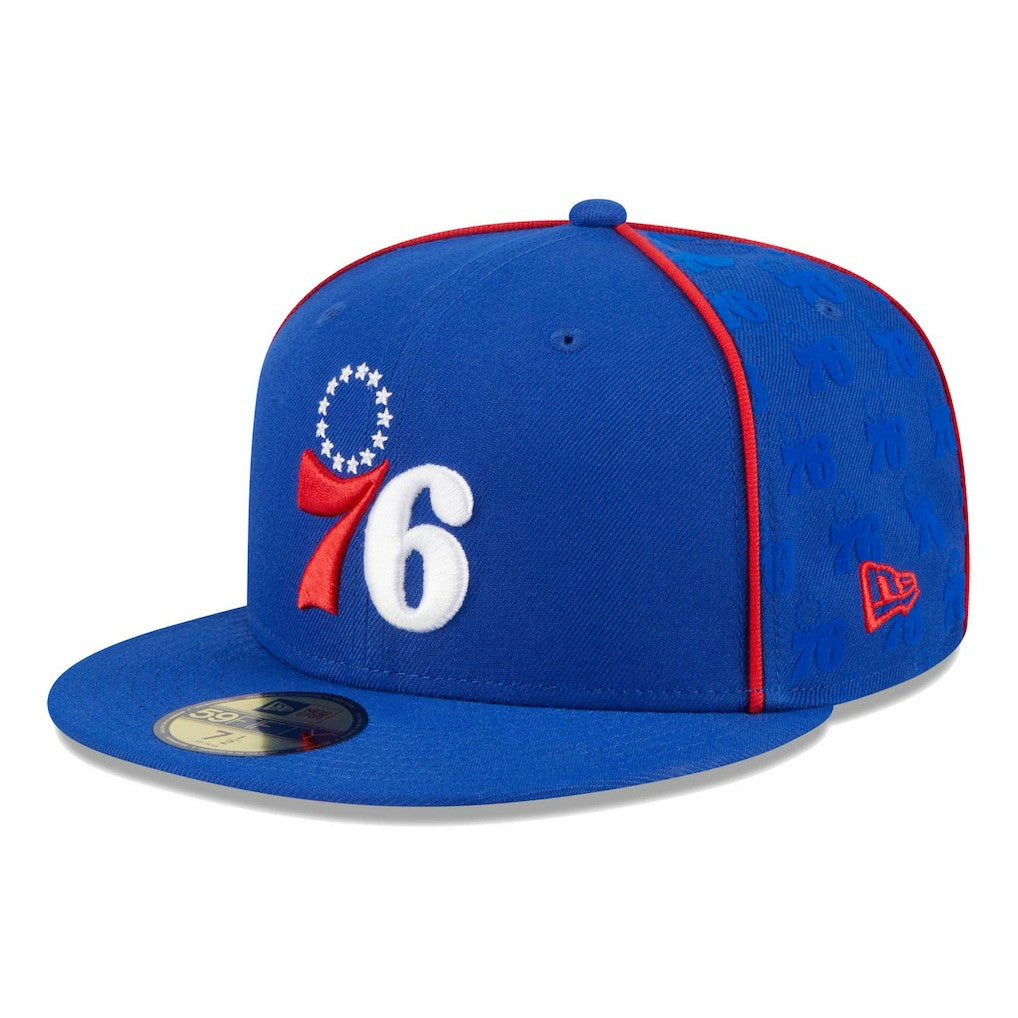 Philadelphia 76ers Piped & Flocked 59Fifty Fitted Hat Royal