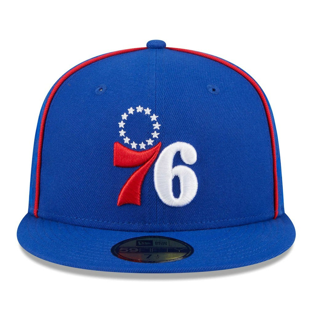 Philadelphia 76ers Piped & Flocked 59Fifty Fitted Hat Royal