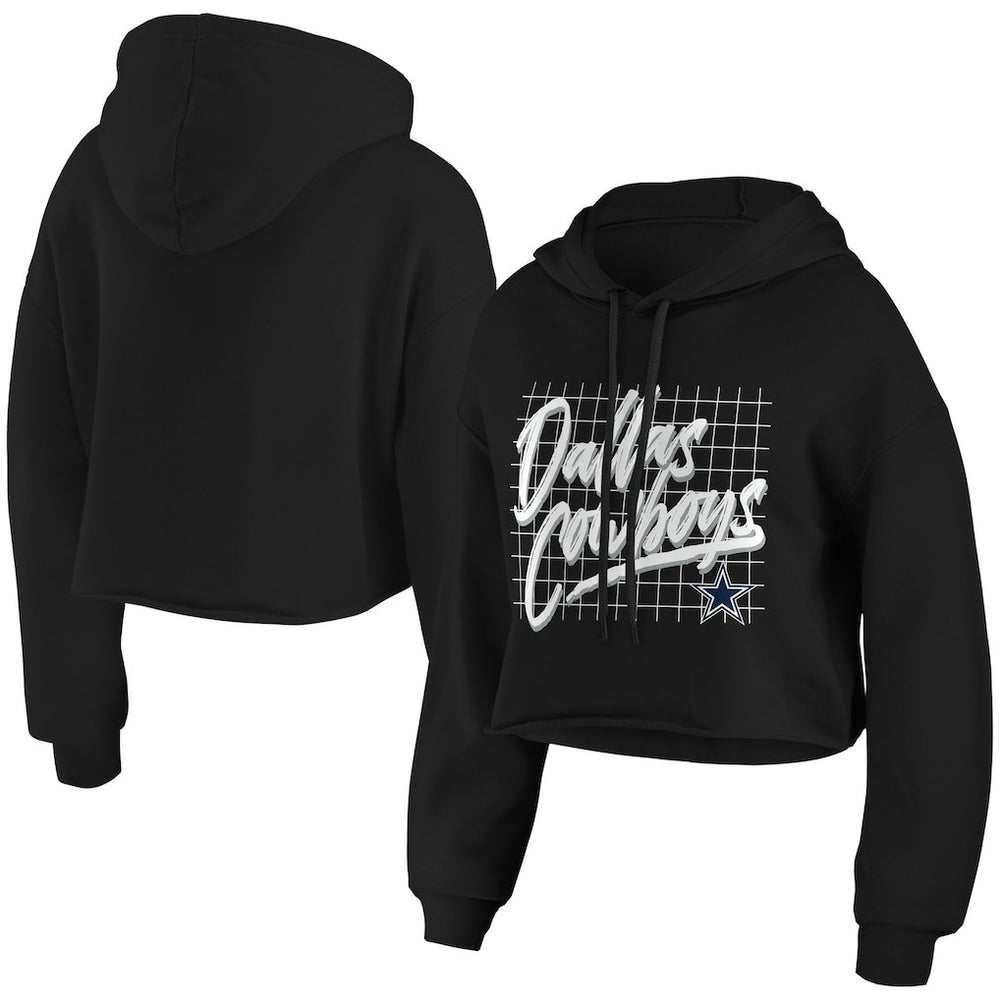 Dallas Cowboys WEAR by Erin Andrews Women's Domestic Cropped Pullover Hoodie Black