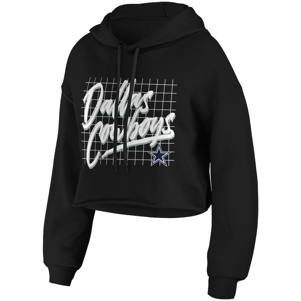 Dallas Cowboys WEAR by Erin Andrews Women's Domestic Cropped Pullover Hoodie Black