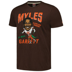 Myles Garrett Cleveland Browns Homage Unisex Caricature Player Tri-Blend T-Shirt Heathered Brown