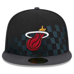 Miami Heat Rally Drive Checkerboard 59FIFTY Crown Fitted Hat Black