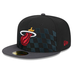 Miami Heat Rally Drive Checkerboard 59FIFTY Crown Fitted Hat Black