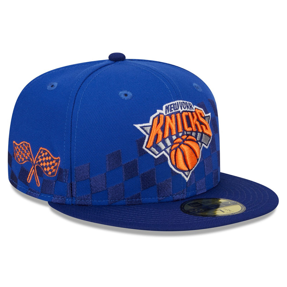 New York Knicks Rally Drive Checkerboard 59FIFTY Crown Fitted Hat Blue