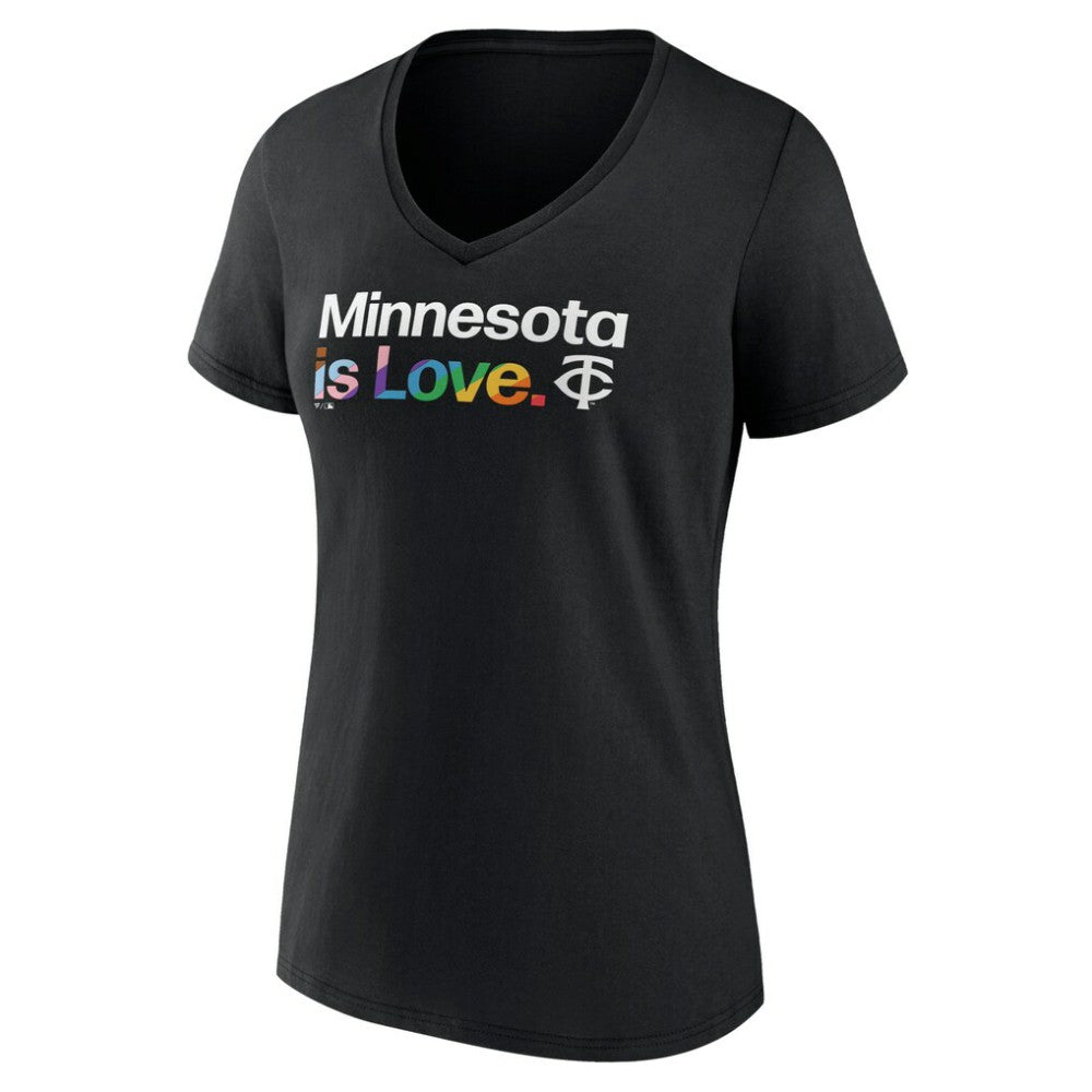 Minnesota Twins Women's City Pride V-Neck T-Shirt - Black T-shirts