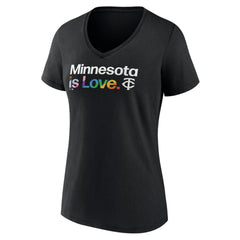 Minnesota Twins Women's City Pride V-Neck T-Shirt - Black T-shirts