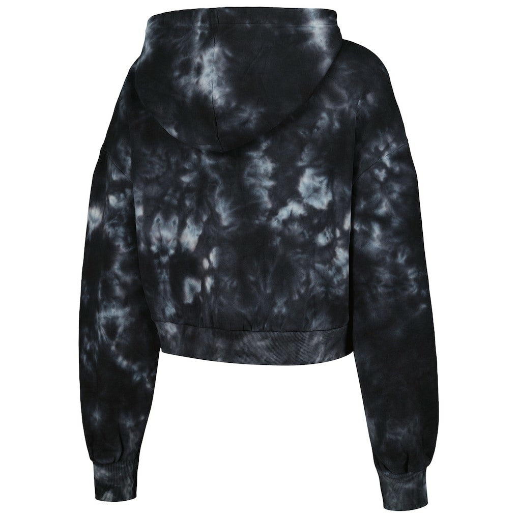 Chicago Bulls The Wild Collective Women's Tie-Dye Cropped Pullover Hoodie Black