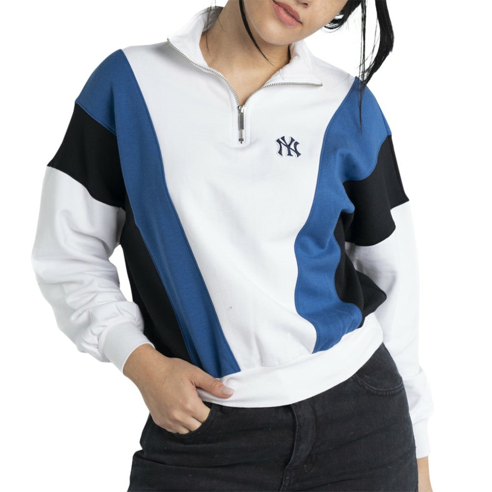 New York Yankees Lusso Women's Malia Quarter-Zip Sweatshirt - White Sweatshirts