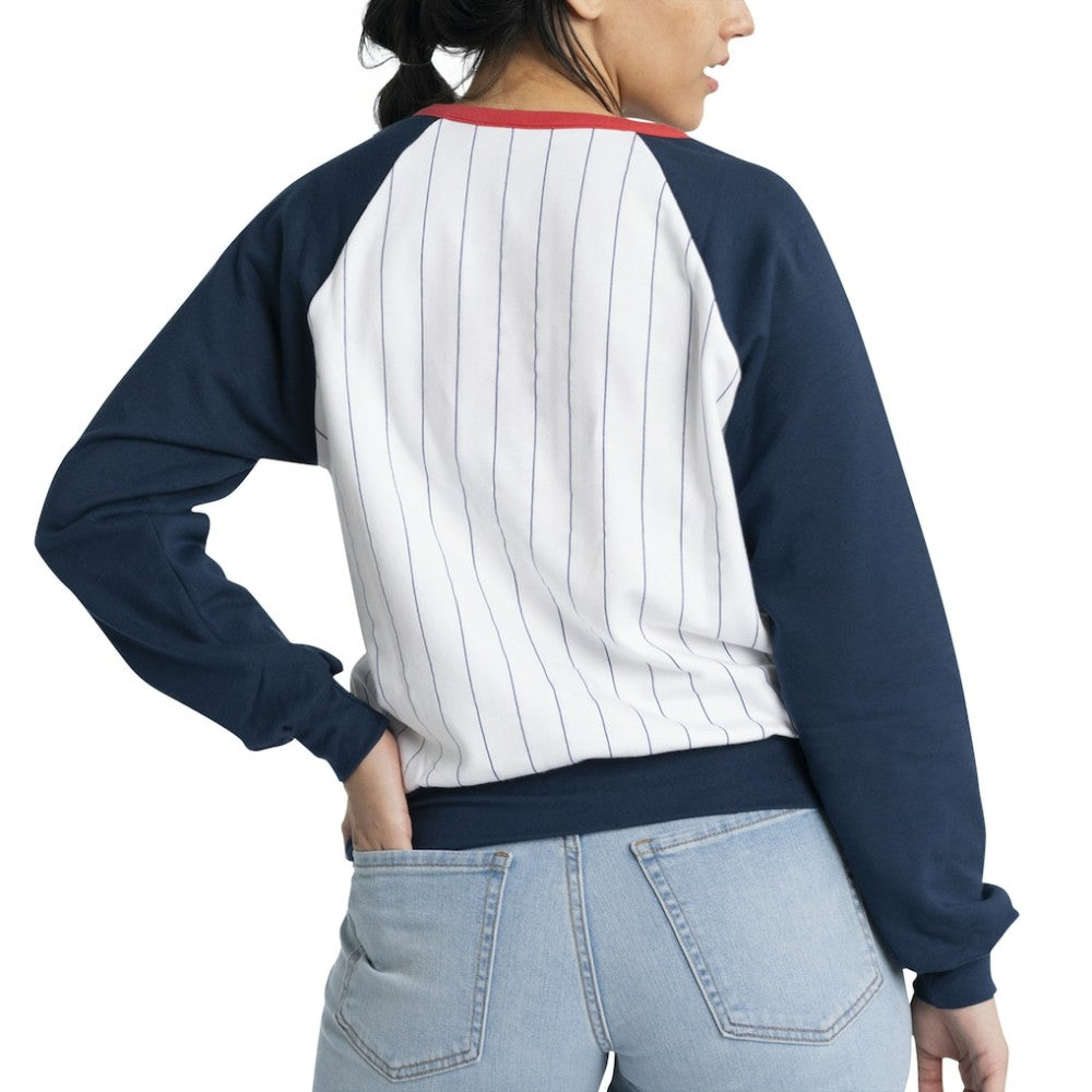 St. Louis Cardinals Lusso Women's Mack Fleece V-Neck Pullover Top - White/Navy Pullover