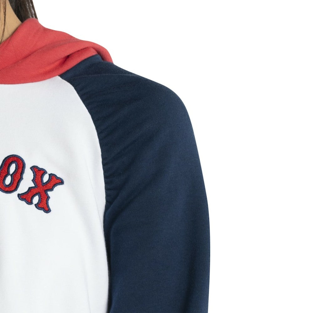 Boston Red Sox Lusso Women's Marlowe Tri-Blend Raglan Pullover Hoodie - White Hoodies