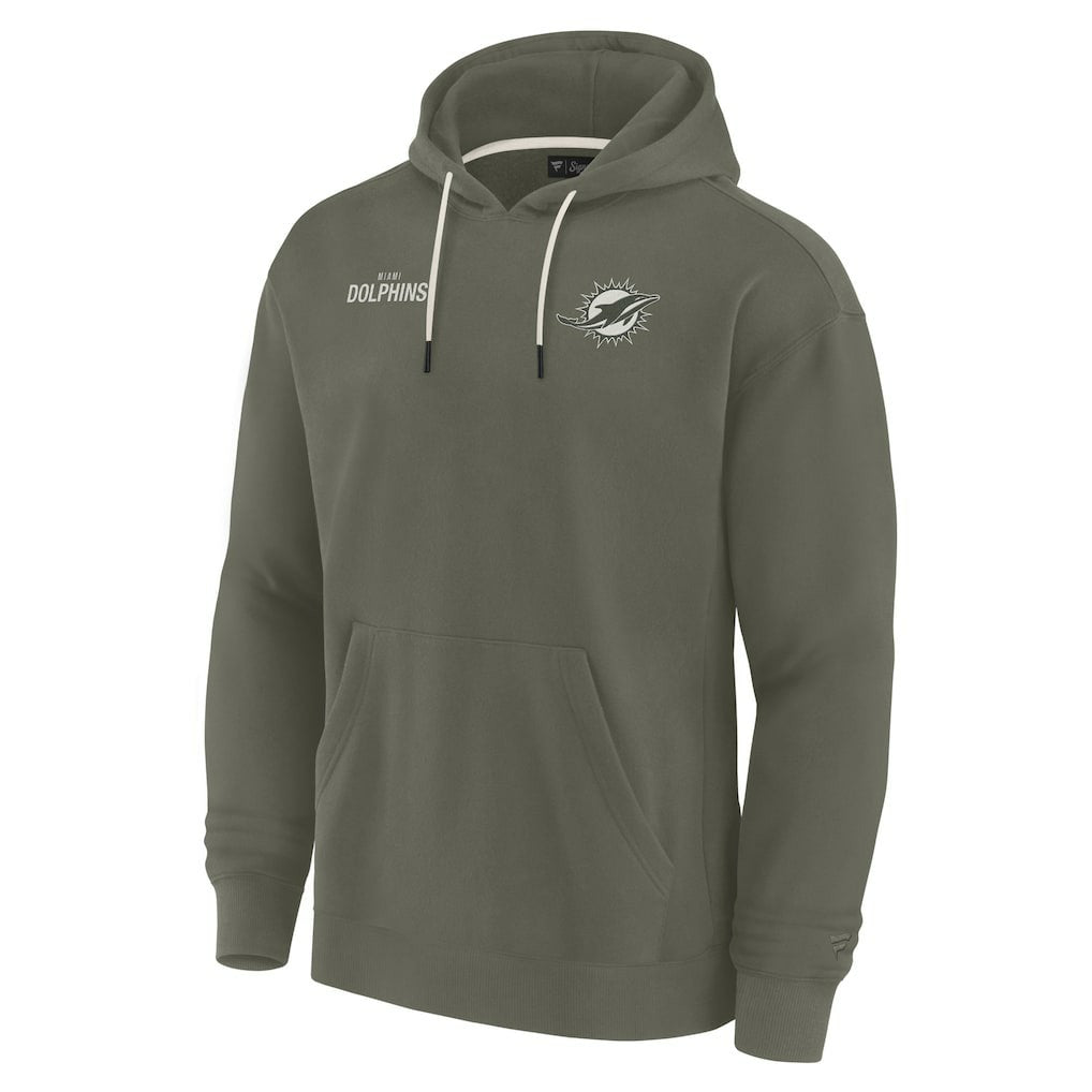 Miami Dolphins Unisex Elements Super Soft Fleece Pullover Hoodie Olive
