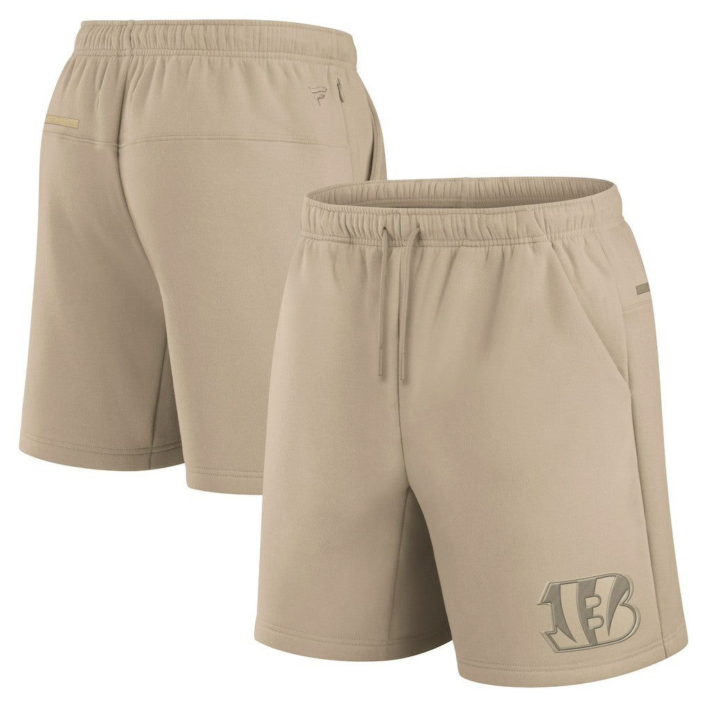 Cincinnati Bengals Unisex Elements Super Soft Fleece Shorts Khaki