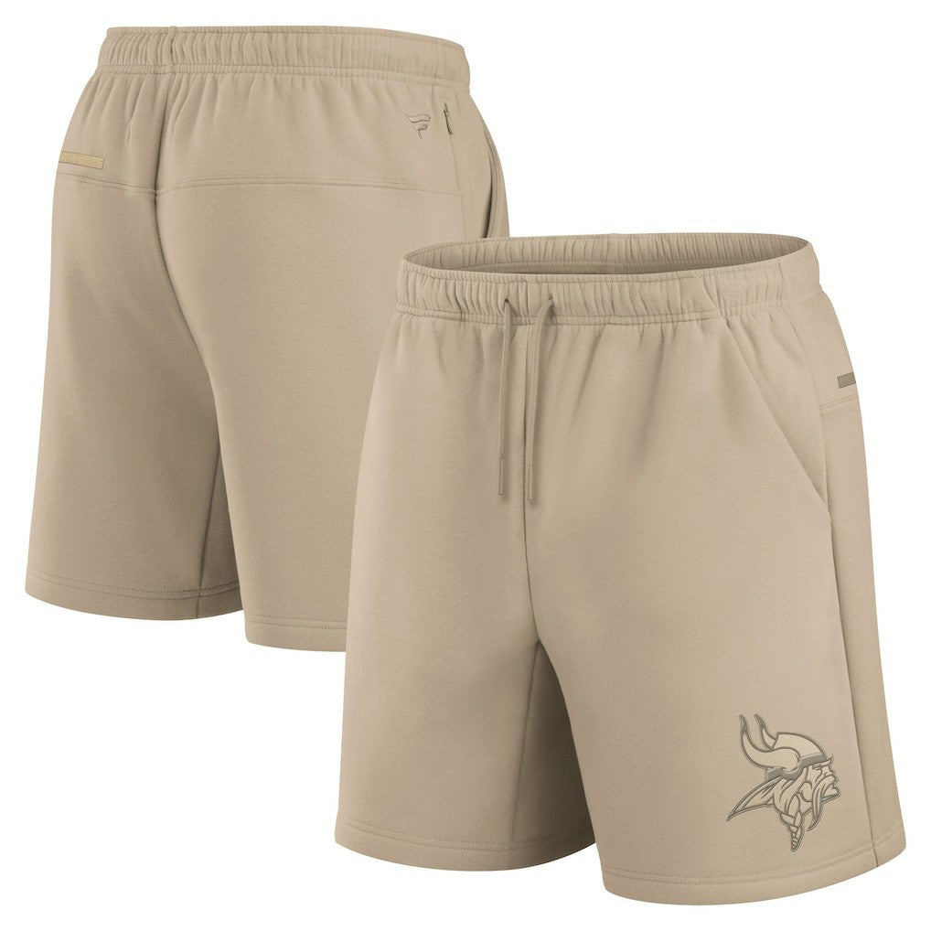 Minnesota Vikings Unisex Elements Super Soft Fleece Shorts Khaki
