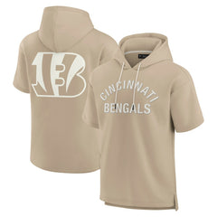 Cincinnati Bengals Unisex Elements Super Soft Fleece Short Sleeve Pullover Hoodie Khaki