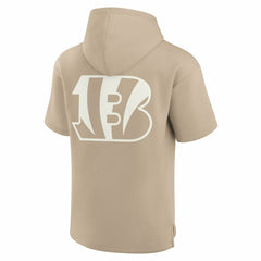 Cincinnati Bengals Unisex Elements Super Soft Fleece Short Sleeve Pullover Hoodie Khaki