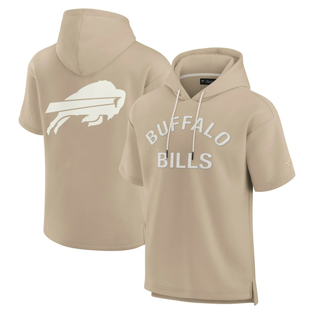 Buffalo Bills Unisex Elements Super Soft Fleece Short Sleeve Pullover Hoodie Khaki