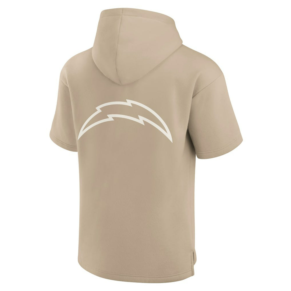 Los Angeles Chargers Unisex Elements Super Soft Fleece Short Sleeve Pullover Hoodie Khaki