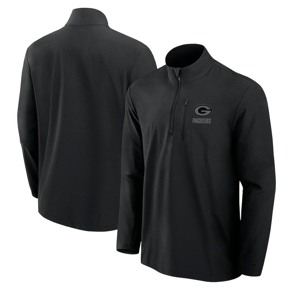 Green Bay Packers Front Office Micro Tonal Quarter-Zip Pullover Black