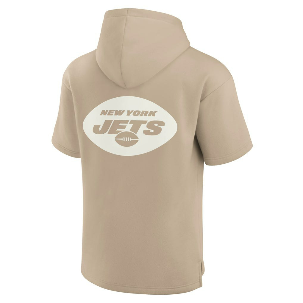 New York Jets Unisex Elements Super Soft Fleece Short Sleeve Pullover Hoodie Khaki