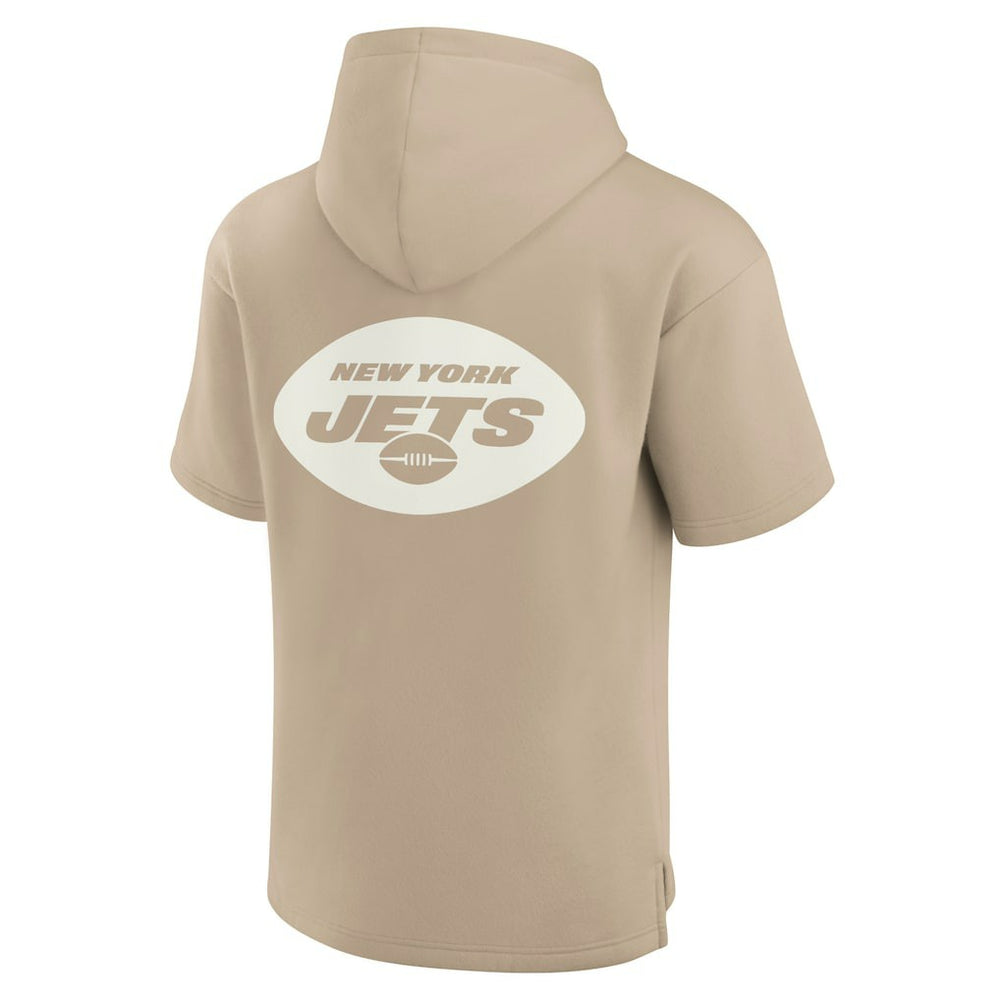 New York Jets Unisex Elements Super Soft Fleece Short Sleeve Pullover Hoodie Khaki