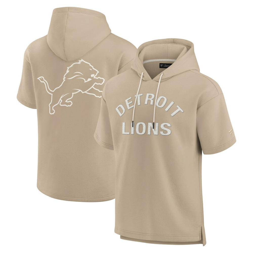 Detroit Lions Unisex Elements Super Soft Fleece Short Sleeve Pullover Hoodie Khaki