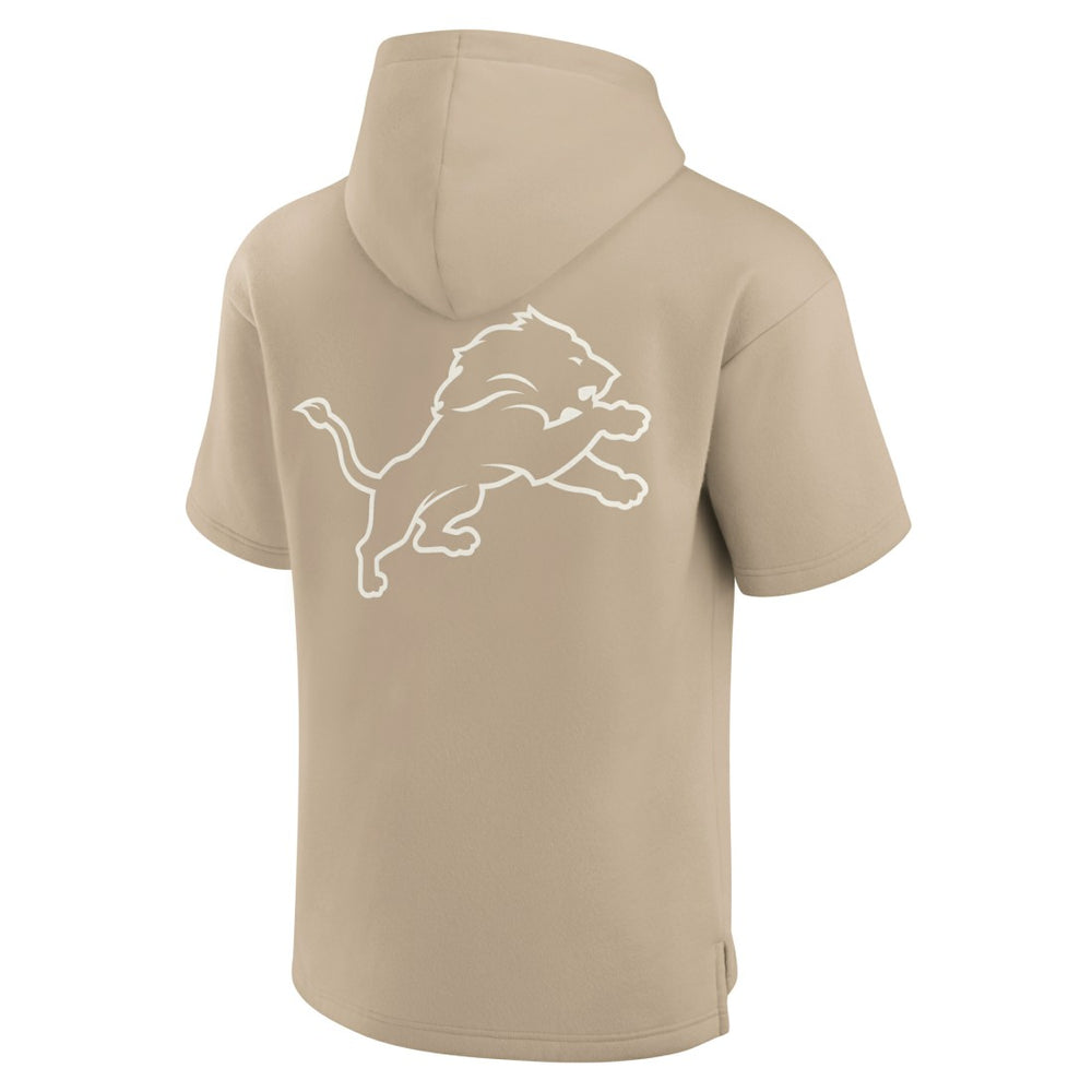 Detroit Lions Unisex Elements Super Soft Fleece Short Sleeve Pullover Hoodie Khaki