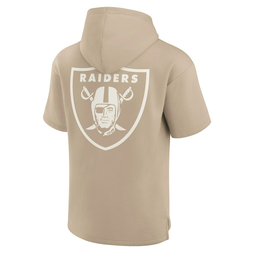 Las Vegas Raiders Unisex Elements Super Soft Fleece Short Sleeve Pullover Hoodie Khaki