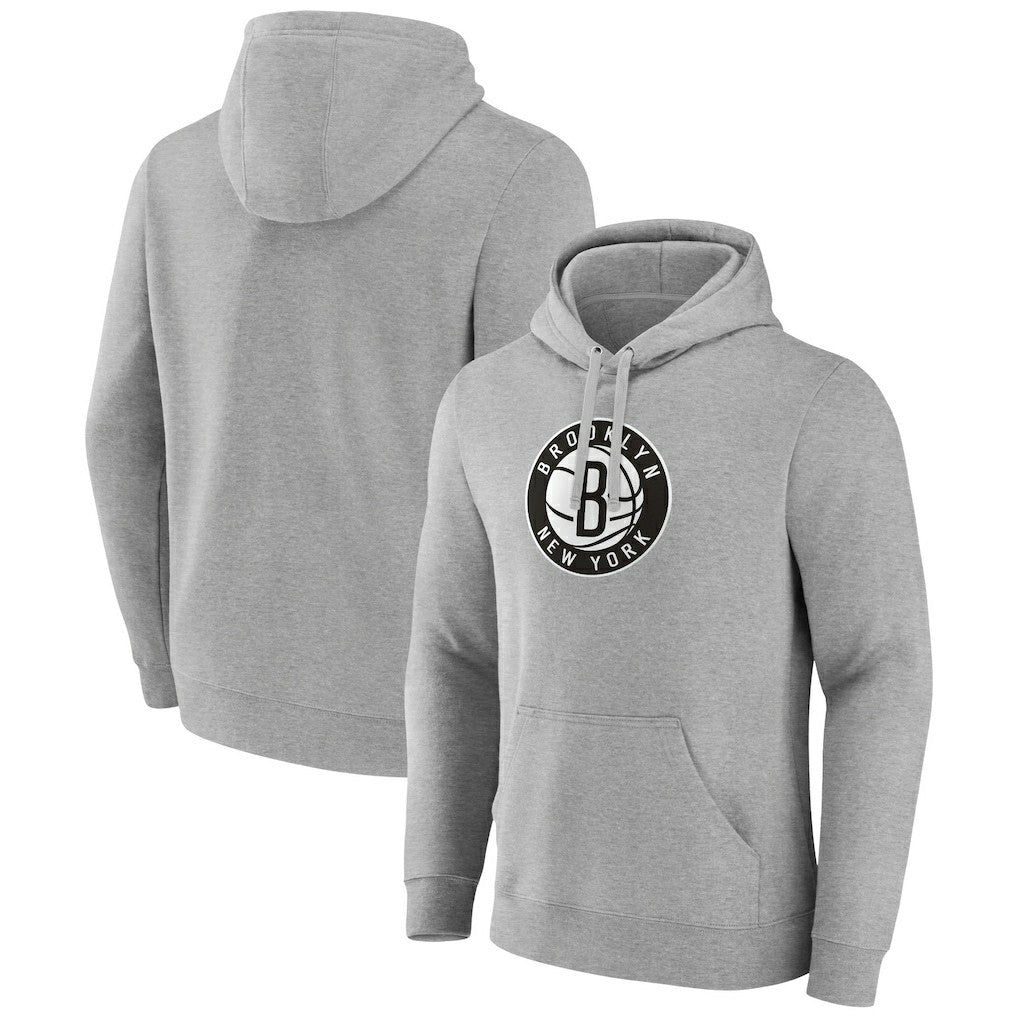 Brooklyn Nets Primary Logo Pullover Hoodie Heather Gray