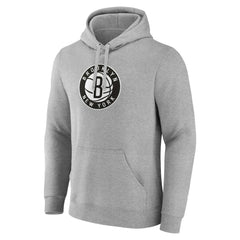 Brooklyn Nets Primary Logo Pullover Hoodie Heather Gray