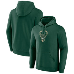 Milwaukee Bucks Primary Logo Pullover Hoodie Hunter Green