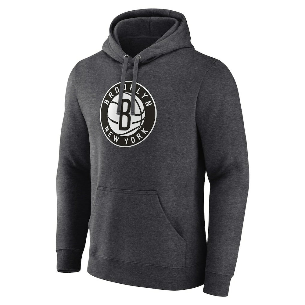 Brooklyn Nets Primary Logo Pullover Hoodie Heather Charcoal