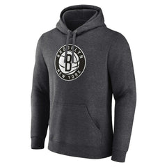 Brooklyn Nets Primary Logo Pullover Hoodie Heather Charcoal