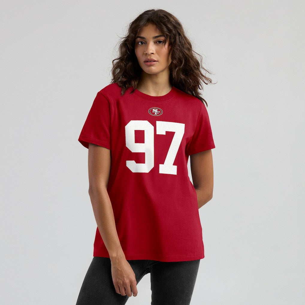 Nick Bosa San Francisco 49ers Women's Player Name & Number T-Shirt Scarlet