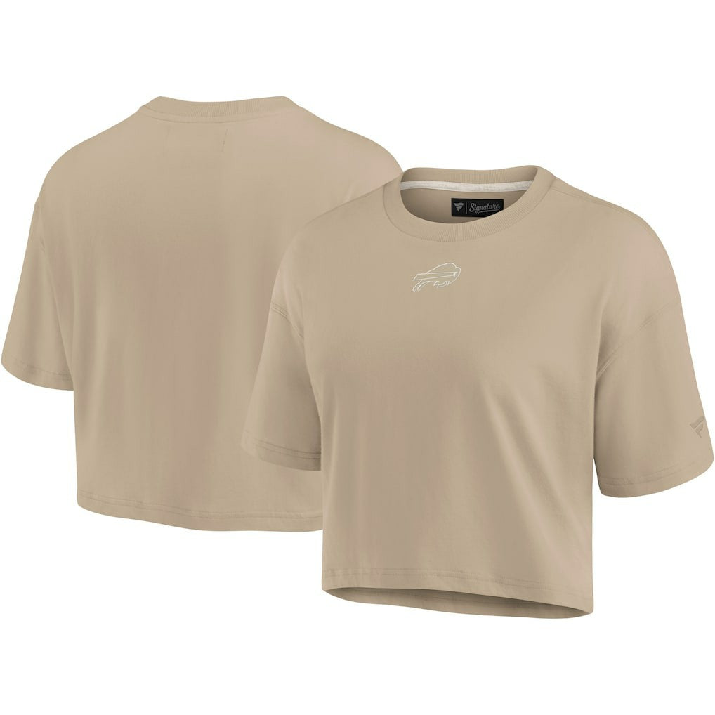 Buffalo Bills Women's Elements Super Soft Boxy Cropped T-Shirt Khaki
