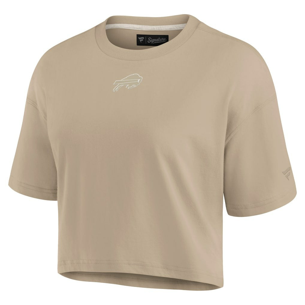 Buffalo Bills Women's Elements Super Soft Boxy Cropped T-Shirt Khaki