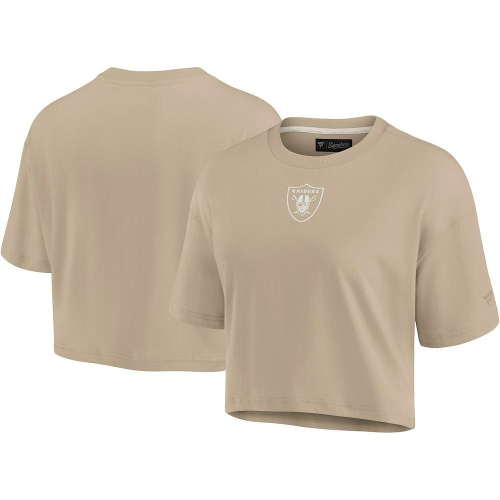 Las Vegas Raiders Women's Elements Super Soft Boxy Cropped T-Shirt Khaki